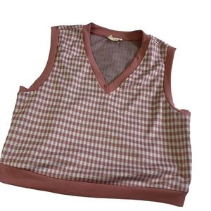 Rose Gingham V-neck Meraki Vest